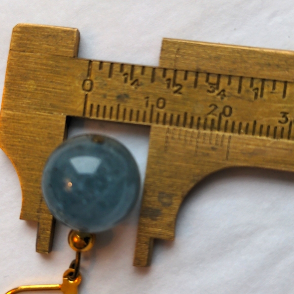 Aqua Apatite earrings. Drop dangle gold earrings. New, Handcrafted. Box - Picture 2 of 3